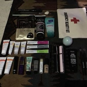 Lot of skincare and makeup